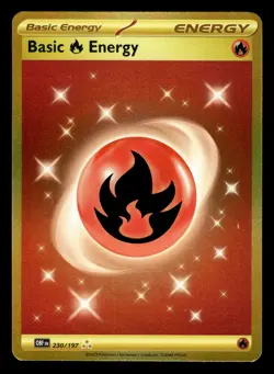 Basic Fire Energy 230/197 Gold Hyper Rare Obsidian Flames Pokemon Card - Image 1