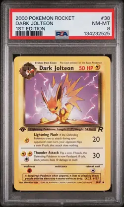 POKEMON CARD PSA 8 NM MINT Team Rocket 1ST Edition #38 Dark Jolteon - Image 1