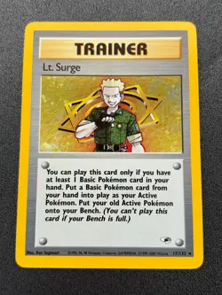 Pokemon TCG Gym Heroes -Lt. Surge- Holo Rare Trainer 17/132 - Image 1