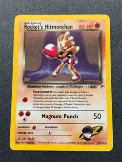 Pokemon TCG Gym Heroes -Rocket's Hitmonchan- Holo Rare 11/132 - Image 1