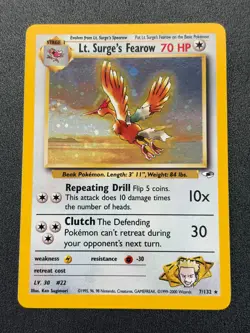 Pokemon TCG Gym Heroes -Lt. Surge's Fearow- Holo Rare 7/132 - Image 1