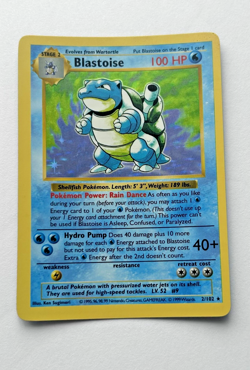 Pokemon Blastoise 2/102 Base Set Shadowless Holo Rare Vintage TCG (MP) - Image 1
