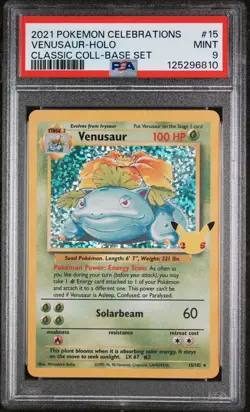 2021 Pokemon Classic Collection Celebrations 15/102 Venusaur Holo PSA 9 Mint - Image 1