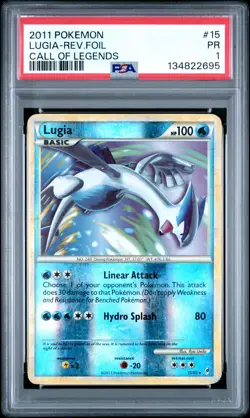 2011 POKEMON CALL OF LEGENDS #15 LUGIA-REVERSE FOIL PSA 1 - Image 1