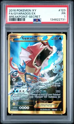 2016 POKEMON XY BREAKPOINT SECRET #123 FULL ART/GYARADOS EX PSA 1 - Image 1