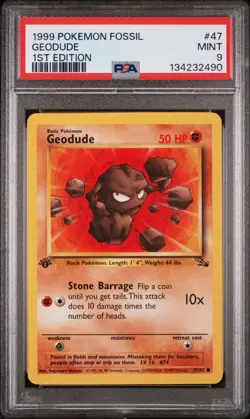 POKEMON CARD 1999 PSA 9 MINT Fossil SET 1ST EDITION #47 Geodude - Image 1
