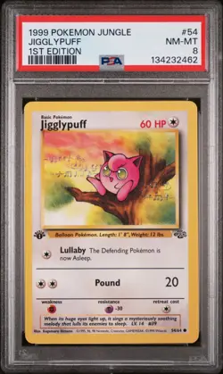 POKEMON CARD 1999 PSA 8 NM MINT JUNGLE SET 1ST EDITION #54 Jigglypuff - Image 1