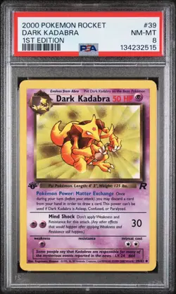 POKEMON CARD PSA 8 NM MINT Team Rocket 1ST Edition #39 Dark Kadabra - Image 1