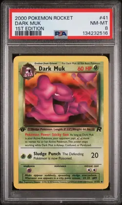 POKEMON CARD PSA 8 NM MINT Team Rocket 1ST Edition #41 Dark Muk - Image 1