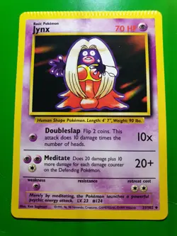 1999 POKEMON TCG BASE SET #31/102 JYNX UNLIMITED UNCOMMON CRIMP ERROR [LP] - Image 1