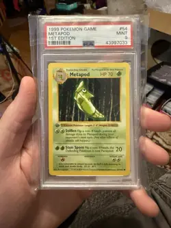 Pokemon PSA 9 MINT 1999 Metapod 1st Edition Shadowless Base Set Card 54/102 - Image 1