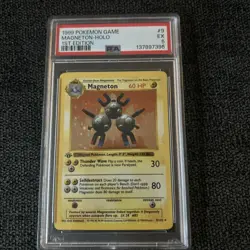 1999 POKEMON BASE SET 1ST EDITION #9 MAGNETON Shadowless HOLO PSA 5 - Image 1
