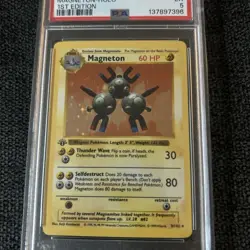 1999 POKEMON BASE SET 1ST EDITION #9 MAGNETON Shadowless HOLO PSA 5 - Image 2