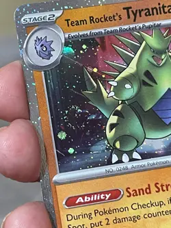 POKEMON TEAM ROCKET'S TYRANITAR 096/182 RARE COSMOS HOLO WITH SWIRL NM CARD - Image 4