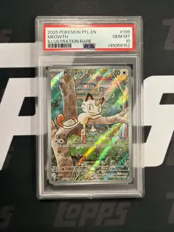 2025 POKEMON PFL EN-PHANTASMAL FLAMES ILLUSTRATION RARE #106 MEOWTH PSA 10 - Image 1