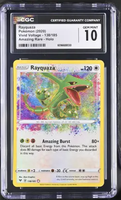 Pokemon Card CGC 10 Rayquaza Amazing Rare Vivid Voltage 138/185 - Image 1