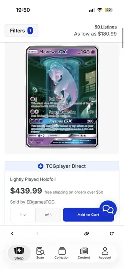 Mewtwo GX 78/73 Shining Legends Full Art Holo Shiny Holo Rare GX Pokemon TCG - Image 3