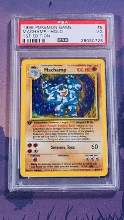 Pokemon TCG Machamp 8/102 1st Edition Holo Rare Base Set PSA 3 - Image 1