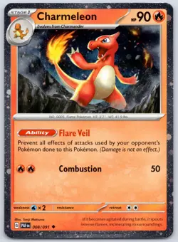 Charmeleon Cosmos Holo 008/091 (NM) - Scarlet & Violet Paldean Fates Pokemon TCG - Image 1