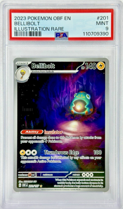 PSA 9 OBF EN Bellibolt #201 IR - 2023 Pokemon Sv03 Obsidian Flames 201/197 - Image 1