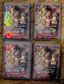 4x Portgas D Ace ST15-005 SEC Foil One Piece Promo 4 Card Playset NO RESERVE !! - Image 1