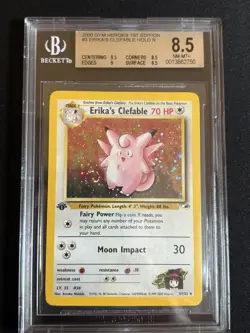 2000 POKEMON GYM HEROES HOLO-1ST EDITION #3 ERIKA'S CLEFABLE BGS 8.5 With Swirl! - Image 1