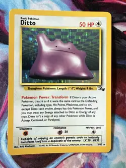 Pokemon TCG Ditto Rare Holo Card 3/62 Fossil, LP - Image 1