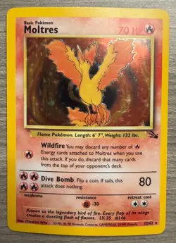 Pokemon TCG Moltres Fossil Holo Card 12/62 LP - Image 1