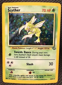 Pokemon TCG Scyther Holo Rare Jungle Card 10/64 LP Condition - Image 1