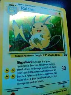 Raichu Holo Rare Card 14/62 Fossil Unlimited - Pokemon TCG - Image 2