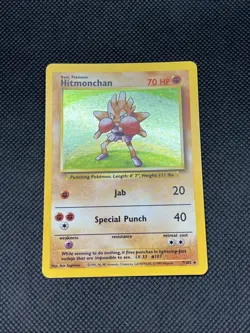 Pokemon TCG Cards Hitmonchan 7/102 Base Set Holo Rare LP-MP - Image 1
