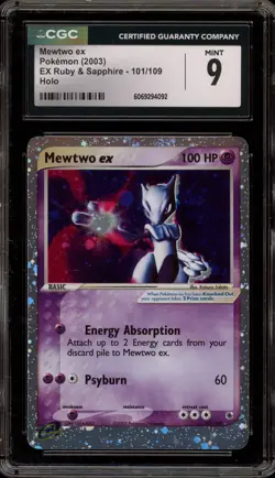 Pokemon Mewtwo ex EX Ruby & Sapphire Holo Ultra Rare #101 CGC 9 Mint - Image 1