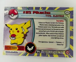 Pikachu #25 Pokemon 1999 Topps TV Series 1 2nd Print Black Logo See Pictures - Image 2