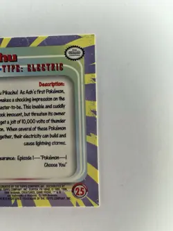 Pikachu #25 Pokemon 1999 Topps TV Series 1 2nd Print Black Logo See Pictures - Image 4