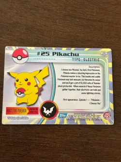 1999 Pokemon TV Animation Series 1 #25 Pikachu Blue Logo - Image 2