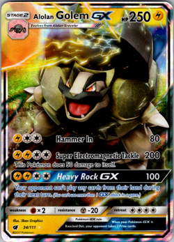 Alolan Golem GX 34/111 SM - Crimson Invasion Pokemon TCG NM - Image 1