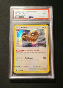 2022 Black Star Promo Brilliant Stars PreRelease #188 Bibarel Holo PSA 9 Swsh188 - Image 1