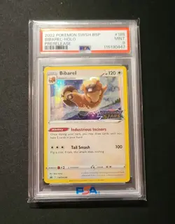 2022 Black Star Promo Brilliant Stars PreRelease #188 Bibarel Holo PSA 9 Swsh188 - Image 3