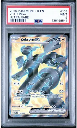 2025 POKEMON BLK EN-BLACK BOLT ULTRA RARE #158 ZEKROM EX PSA 9 - Image 1