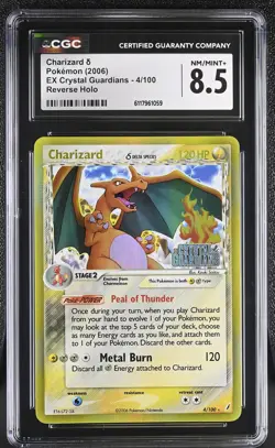 CGC 8.5 Charizard EX Crystal Guardians 4/100 Reverse Holo STAMPED Pokemon Card - Image 1