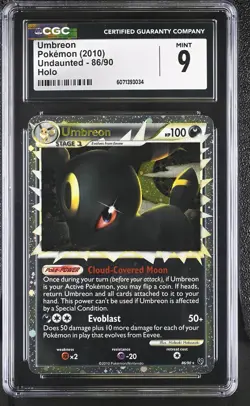 CGC 9 MINT Umbreon 2010 Undaunted 86/90 Holo Pokemon Card - Image 1