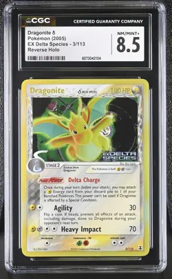 CGC 8.5 Dragonite 2005 EX Delta Species 3/113 Reverse Holo STAMPED Pokemon Card - Image 1