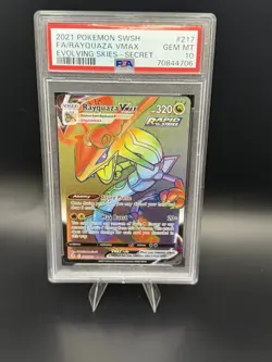 2021 Pokemon Evolving Skies Rayquaza VMAX Full Art Secret Rare #217/203 PSA 10 - Image 1