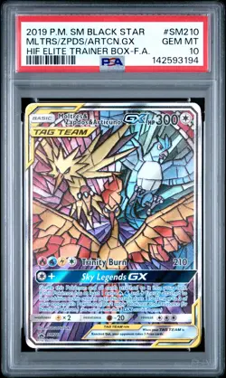 2019 POKEMON SM BLACK STAR PROMO FULL ART/MOLTRES & ZAPDOS & ARTICUNO GX PSA 10 - Image 1