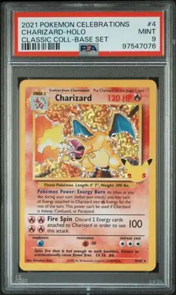 2021 Pokemon Celebrations Charizard 04 Holo Base PSA 9 - Image 1