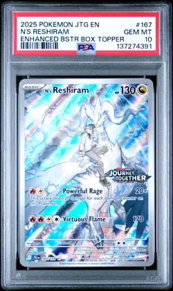 2025 POKEMON JTG EN-JOURNEY TOGETHER #167 N'S RESHIRAM PSA 10 - Image 1