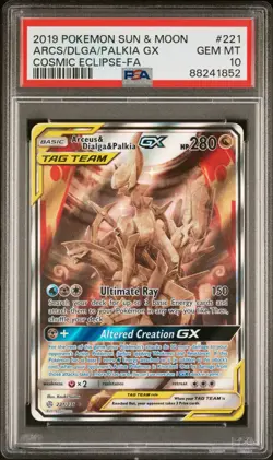 PSA 10 ARCEUS DIALGA PALKIA GX 221/236 | Tag Team Full Art Graded Pokemon Card - Image 1