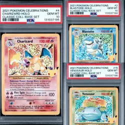 PSA 10 CHARIZARD 4/102 BLASTOISE & VENUSAUR | 25th Sequential Trio Pokemon Cards - Image 1