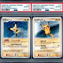 PSA 10 PICHU 112/DP-P & PIKACHU 113/DP-P | Seq. Jpn Promo Graded Pokemon Card - Image 1