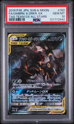 PSA 10 UMBREON & DARKRAI GX 182/173 | Tag Team Full Art Graded Pokemon Card - Image 1